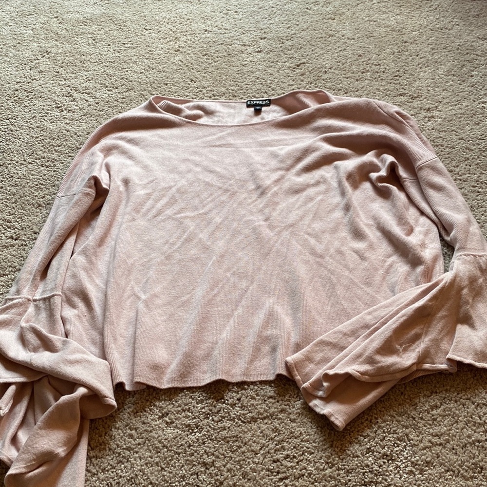 Express print sweater with dramatic sleeves